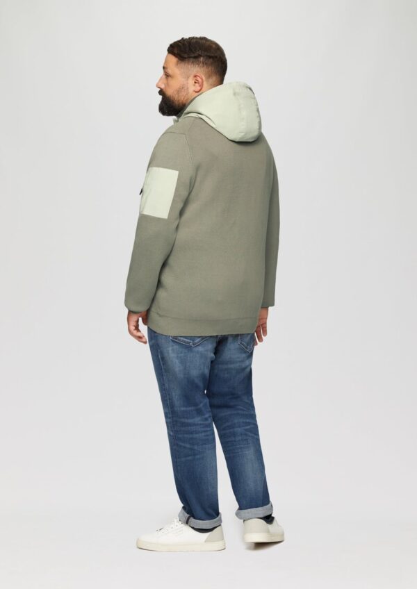 Hybridstrickjacke mit Kapuze aus Fabricmix