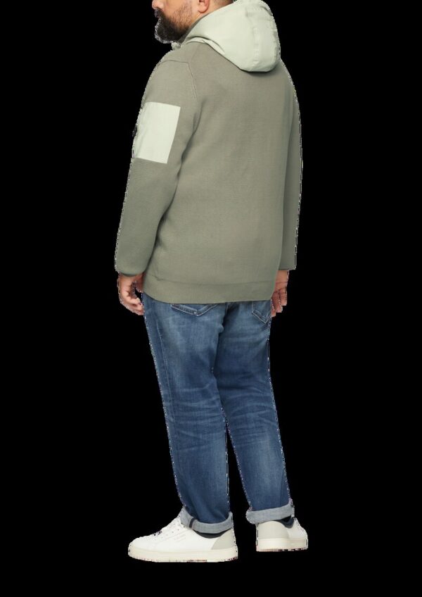 Hybridstrickjacke mit Kapuze aus Fabricmix