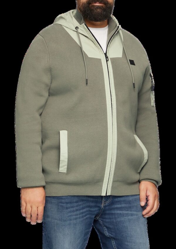 Hybridstrickjacke mit Kapuze aus Fabricmix