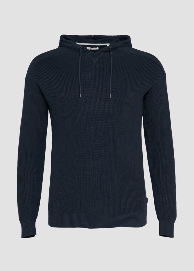 Gestrickter Relaxed-Fit-Hoodie im Fabricmix