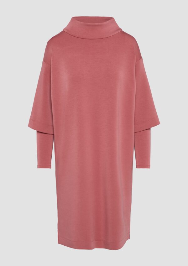 Scuba-Kleid mit Stehkragen und Layering-Detail