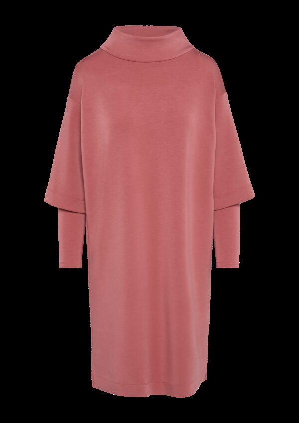 Scuba-Kleid mit Stehkragen und Layering-Detail