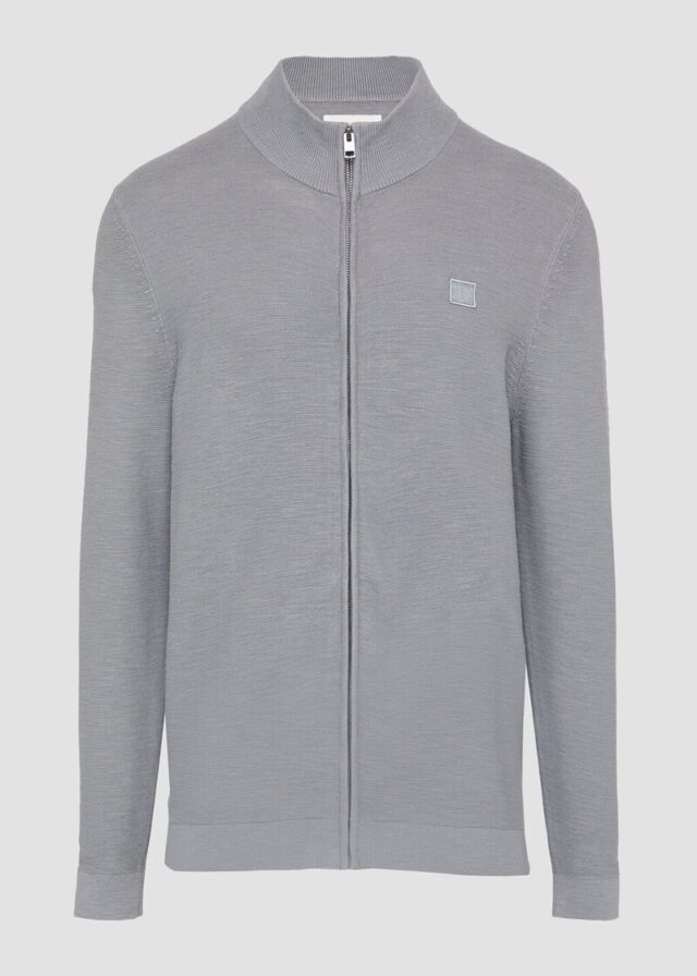 Strukturierte Strickjacke mit Logo-Patch