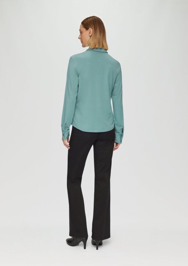 Jersey-Bluse mit Hemdkragen und Knopfleiste
