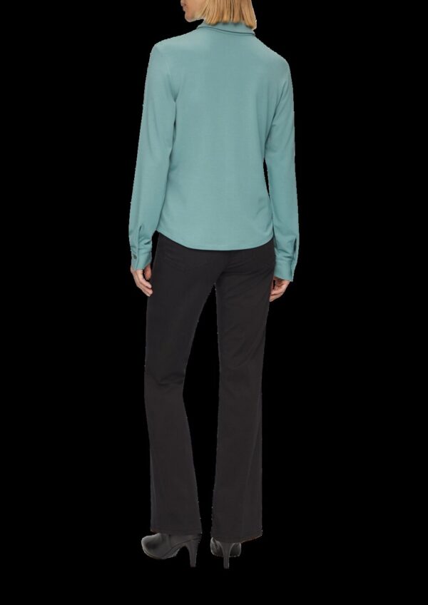 Jersey-Bluse mit Hemdkragen und Knopfleiste