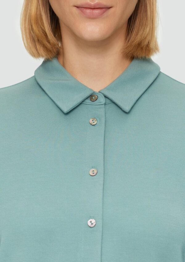 Jersey-Bluse mit Hemdkragen und Knopfleiste