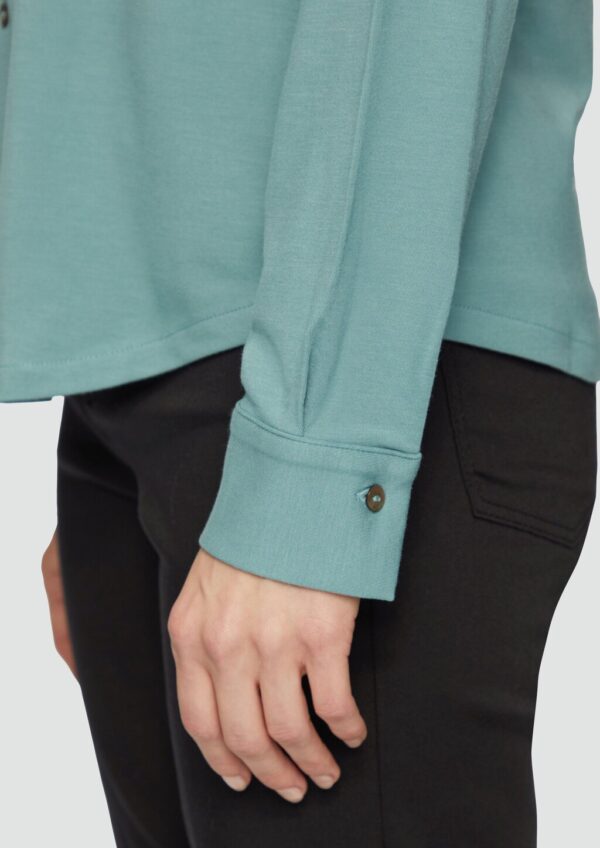 Jersey-Bluse mit Hemdkragen und Knopfleiste