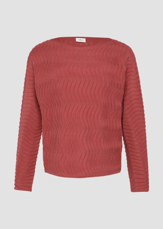 Feinstrickpullover mit Wellenstruktur