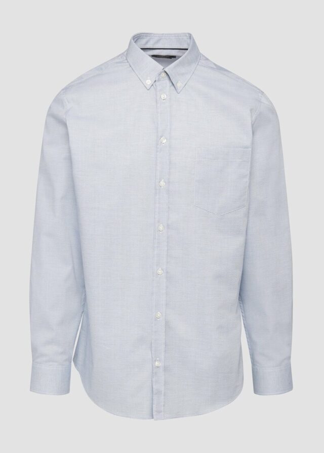 Tailored Fit: Elastisches Baumwollhemd mit Strukturmuster