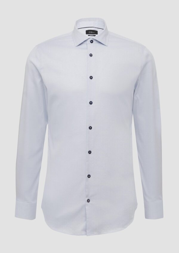 Tailored Fit: Fein gemustertes Langarmhemd mit Haifisch-Kragen