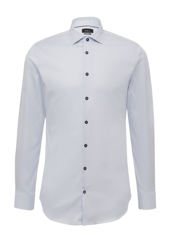 Tailored Fit: Fein gemustertes Langarmhemd mit Haifisch-Kragen