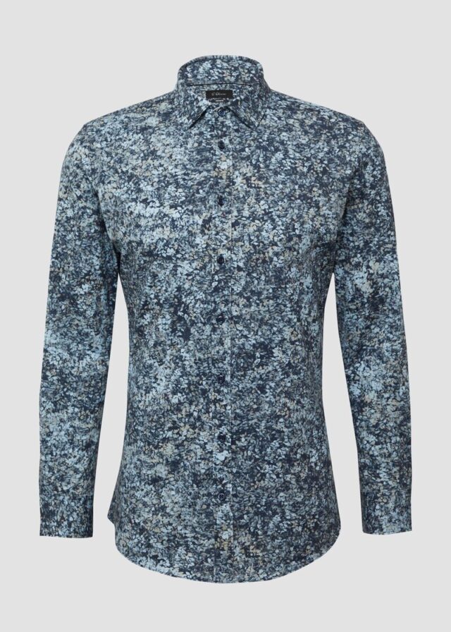 Tailored Fit: Gemustertes Hemd aus Baumwollstretch