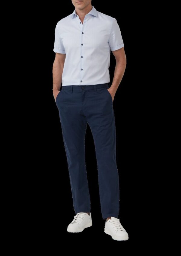 Tailored Fit: Fein gemustertes Kurzarm-Hemd aus Baumwollstretch