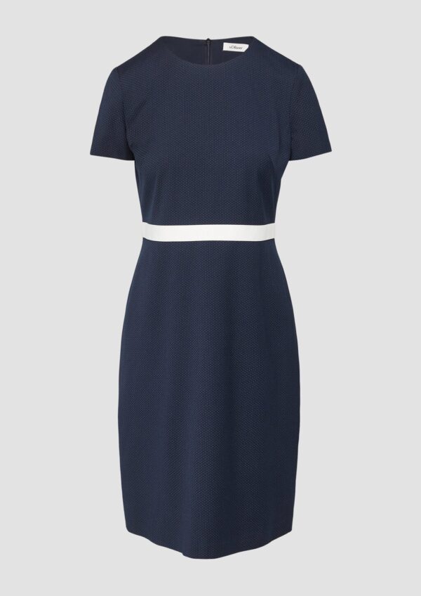 Fein gepunktetes Etuikleid mit Kontrast-Detail