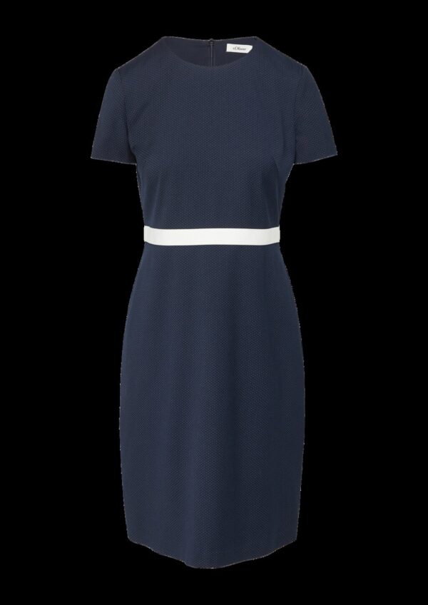 Fein gepunktetes Etuikleid mit Kontrast-Detail