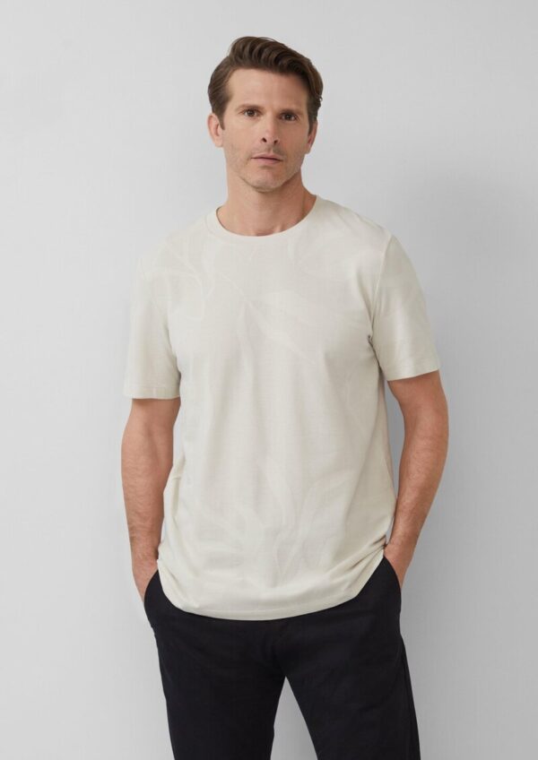 Jacquard-T-Shirt mit floraler Struktur