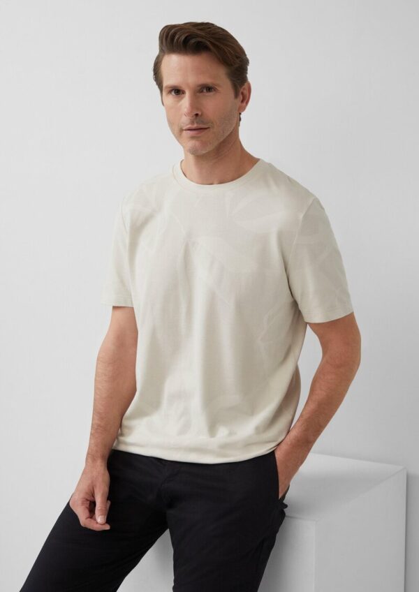 Jacquard-T-Shirt mit floraler Struktur