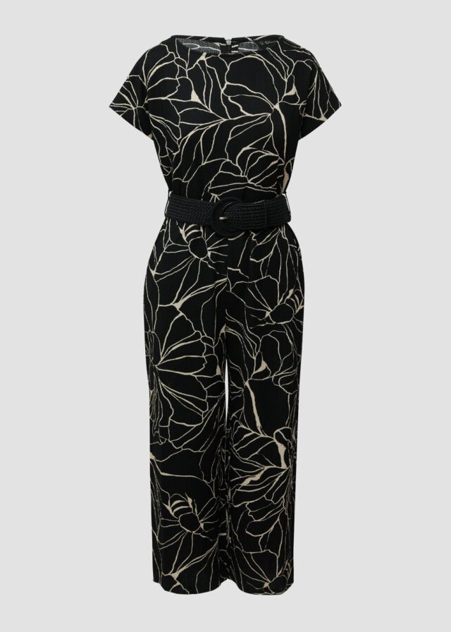 Jumpsuit in Culotte-Länge mit Flechtgürtel