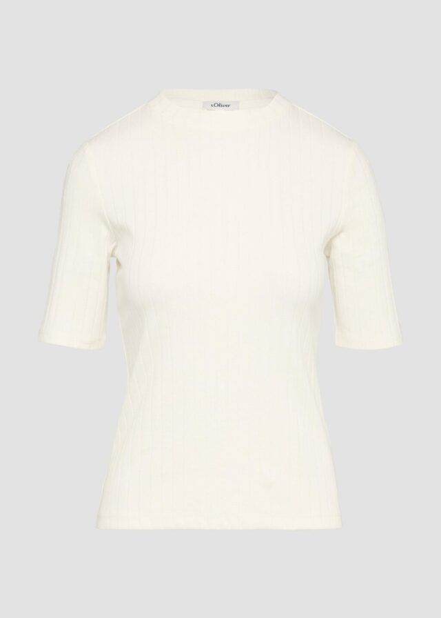 T-Shirt aus Jersey mit Rippstruktur im Slim Fit