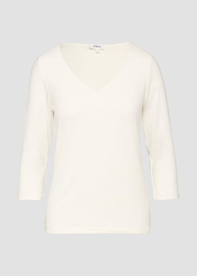 T-Shirt aus Lyocell im Slim Fit mit 3/4-Ärmeln