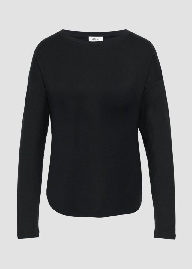 Longsleeve mit überschnittenen Schultern und abgerundetem Saum