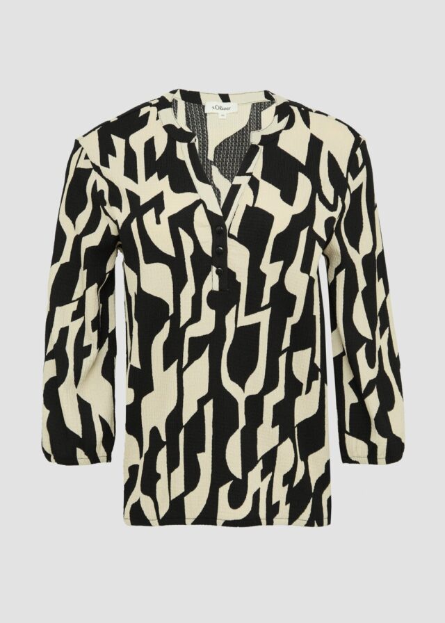 Strukturiertes Blusenshirt mit All-over-Print