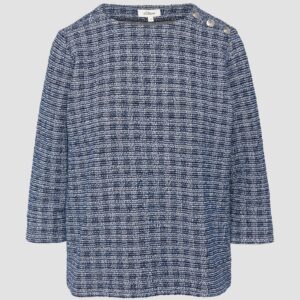 Bouclé-Shirt mit Zierknöpfen und 3/4-Ärmeln