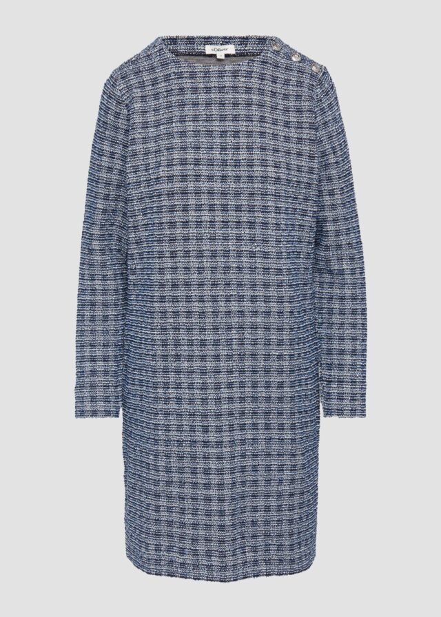 Kurzes Bouclé-Kleid mit Zierknöpfen