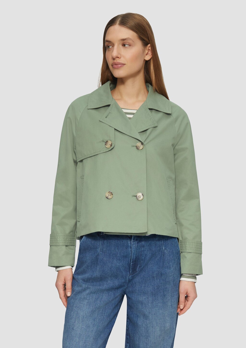 Cabanjacke mit Raglanärmeln und Streifenfutter