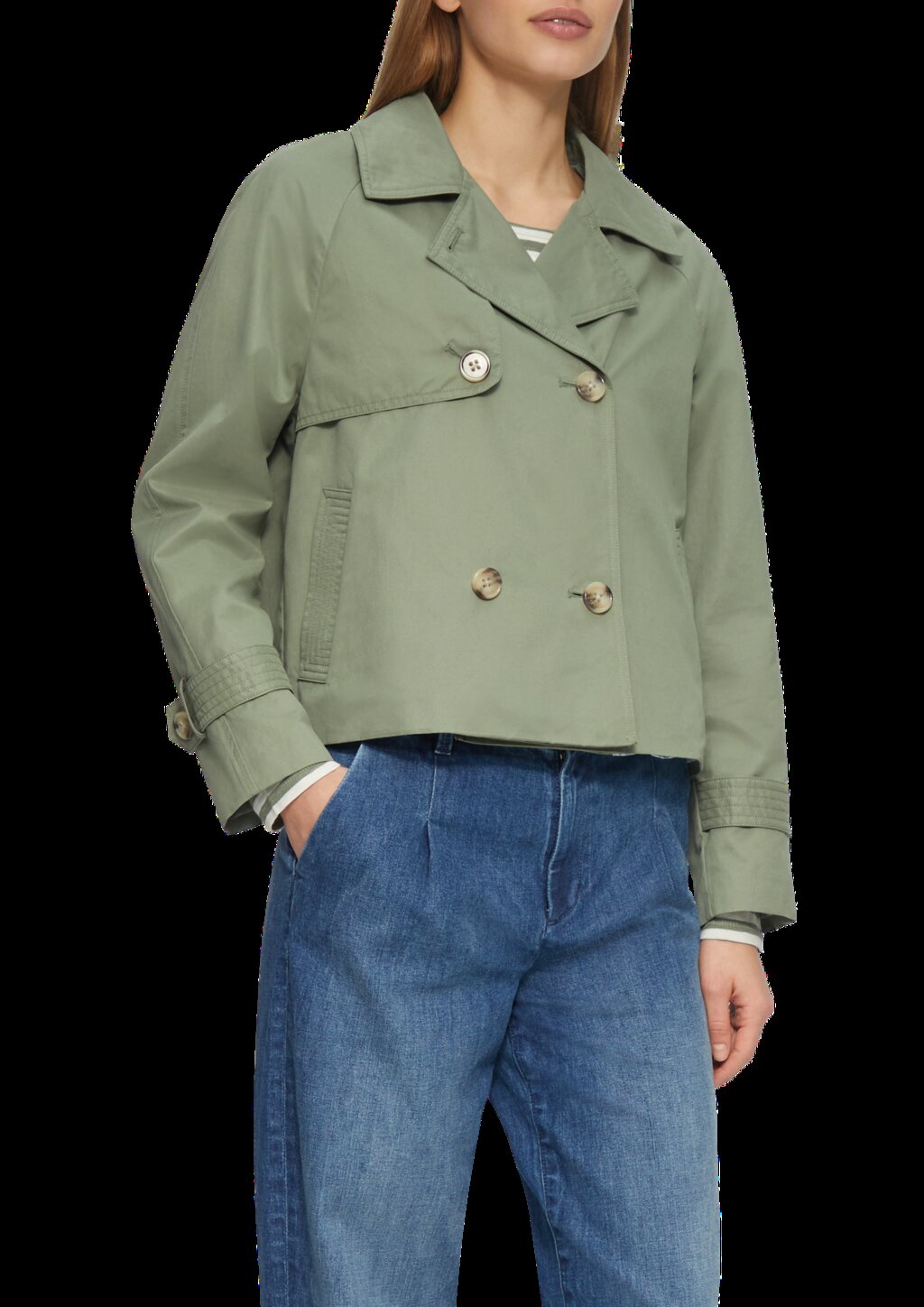 Cabanjacke mit Raglanärmeln und Streifenfutter