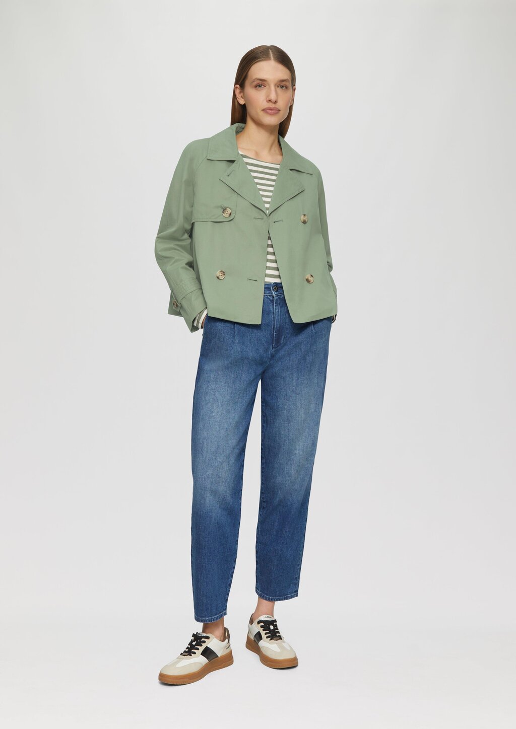 Cabanjacke mit Raglanärmeln und Streifenfutter