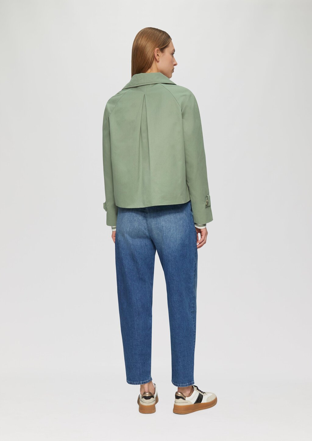 Cabanjacke mit Raglanärmeln und Streifenfutter