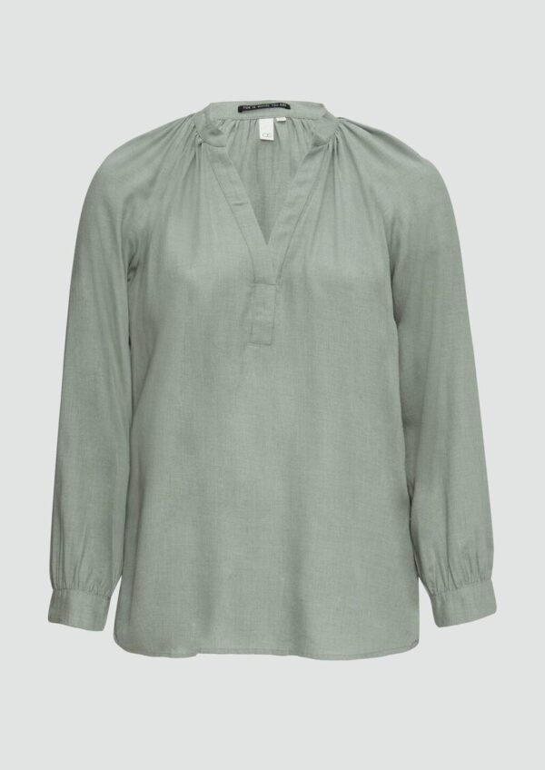 Melierte Viskosebluse mit Raffung