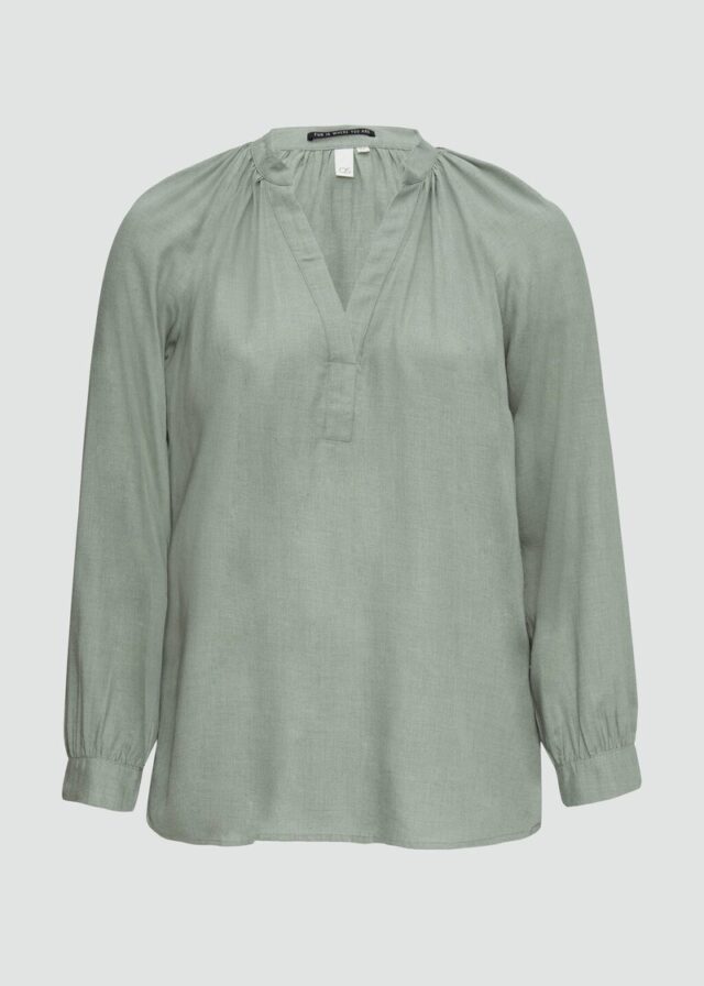 Melierte Viskosebluse mit Raffung