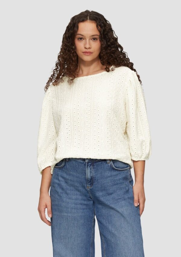 Jacquard-Shirt mit 3/4-Ärmeln