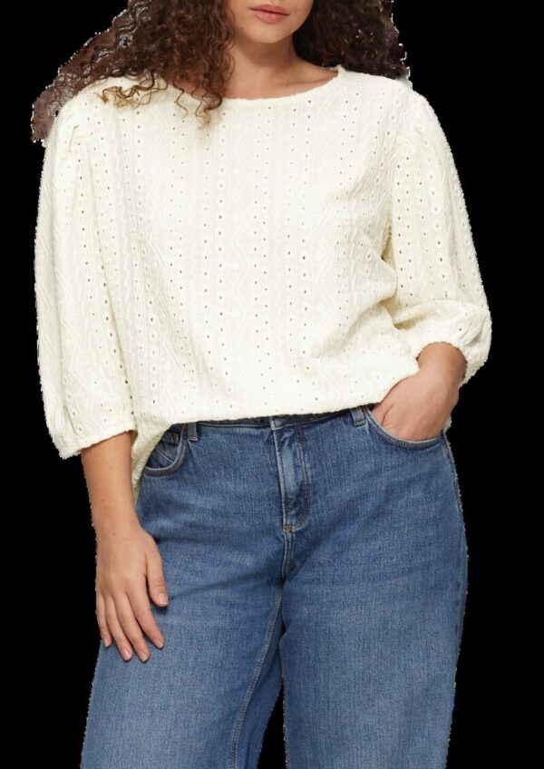 Jacquard-Shirt mit 3/4-Ärmeln