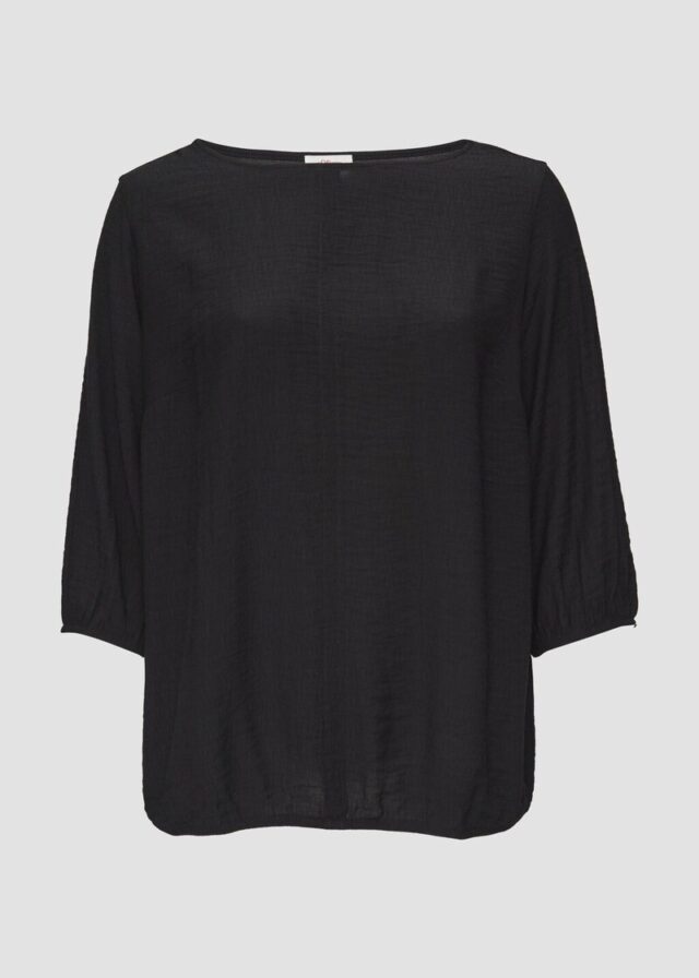 Strukturiertes T-Shirt im Fabricmix mit U-Boot-Ausschnitt