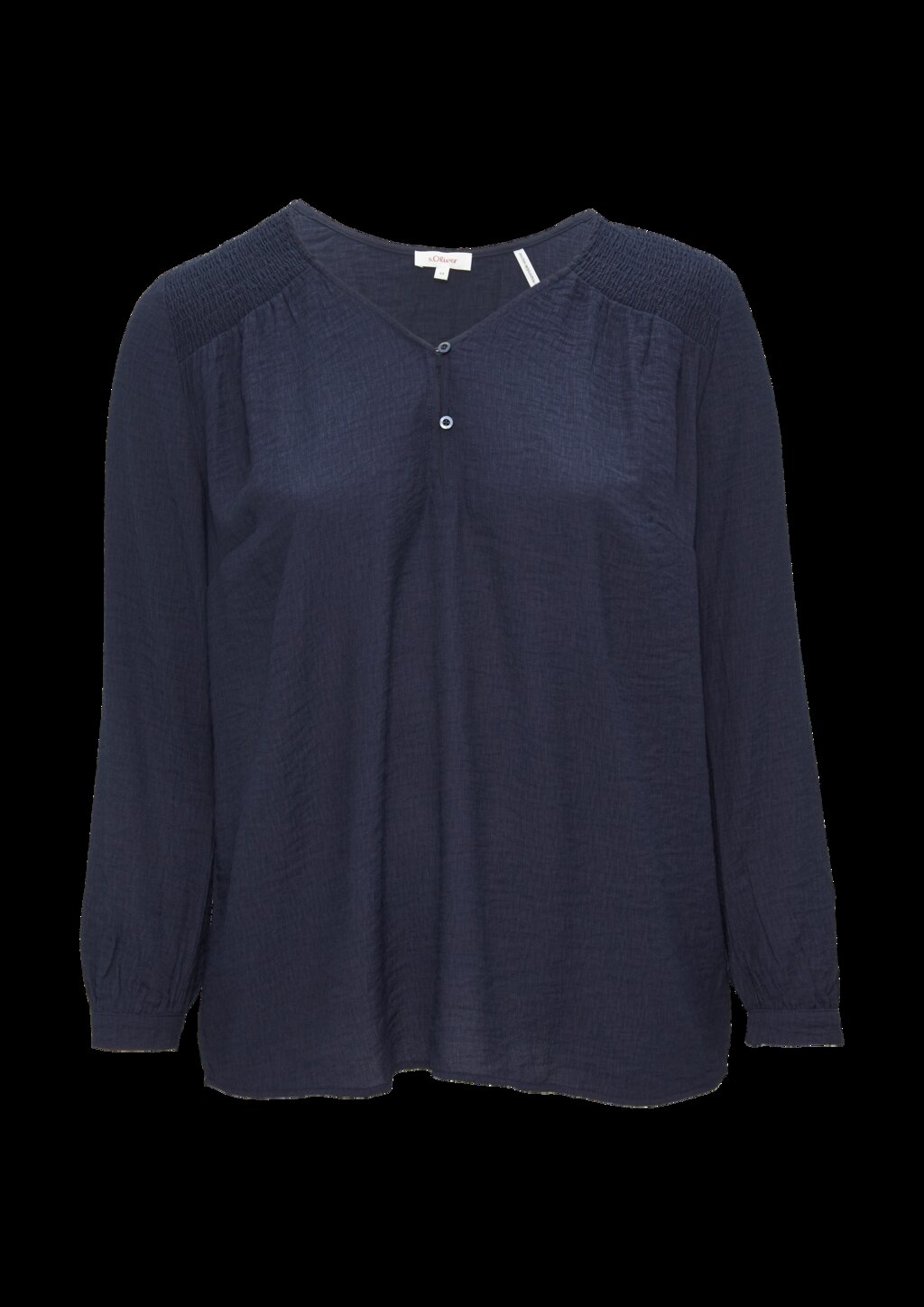 Strukturierte Bluse aus Viskosemix mit Smok Detail