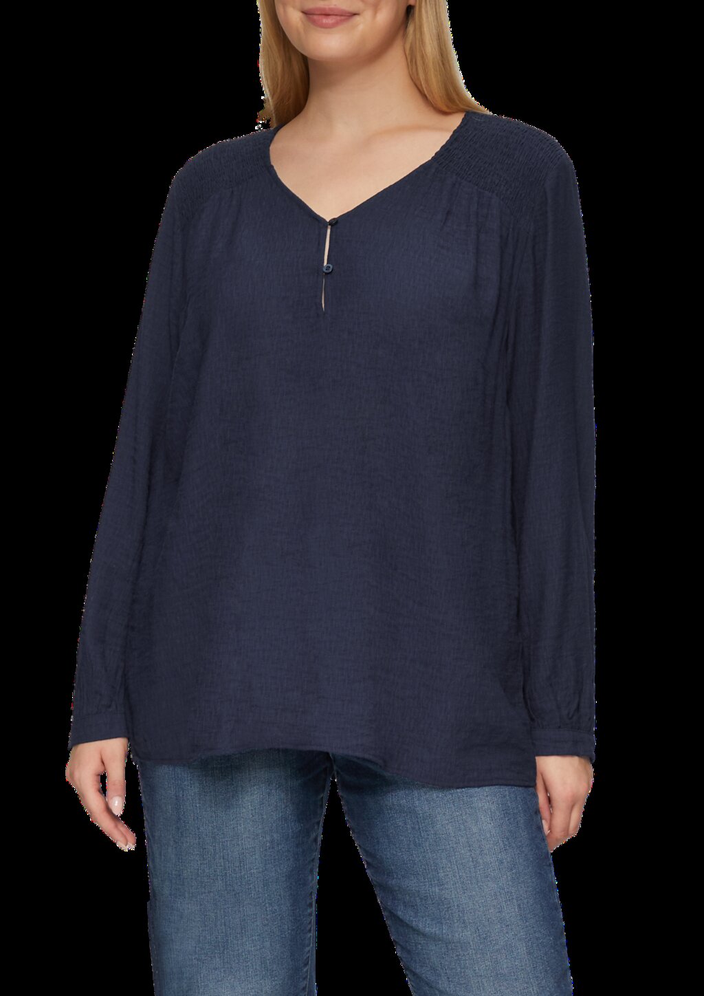 Strukturierte Bluse aus Viskosemix mit Smok Detail