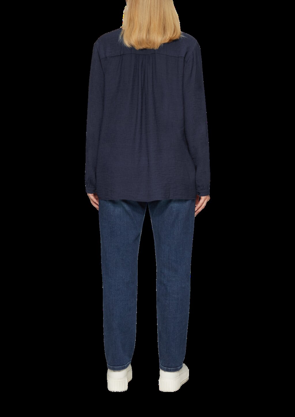 Strukturierte Bluse aus Viskosemix mit Smok Detail