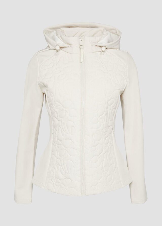 Materialmix-Jacke mit Steppmuster im Slim Fit