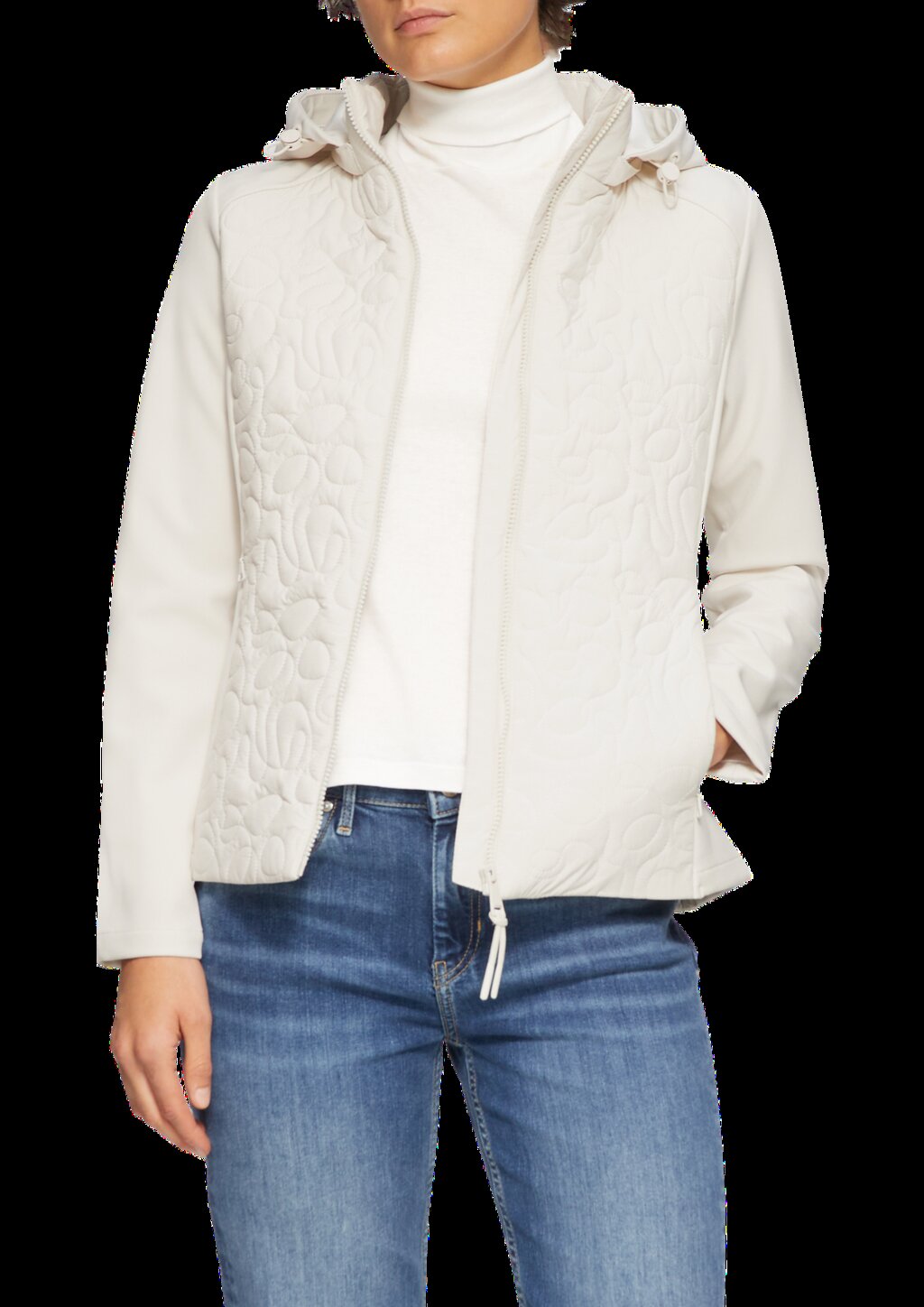 Materialmix-Jacke mit Steppmuster im Slim Fit