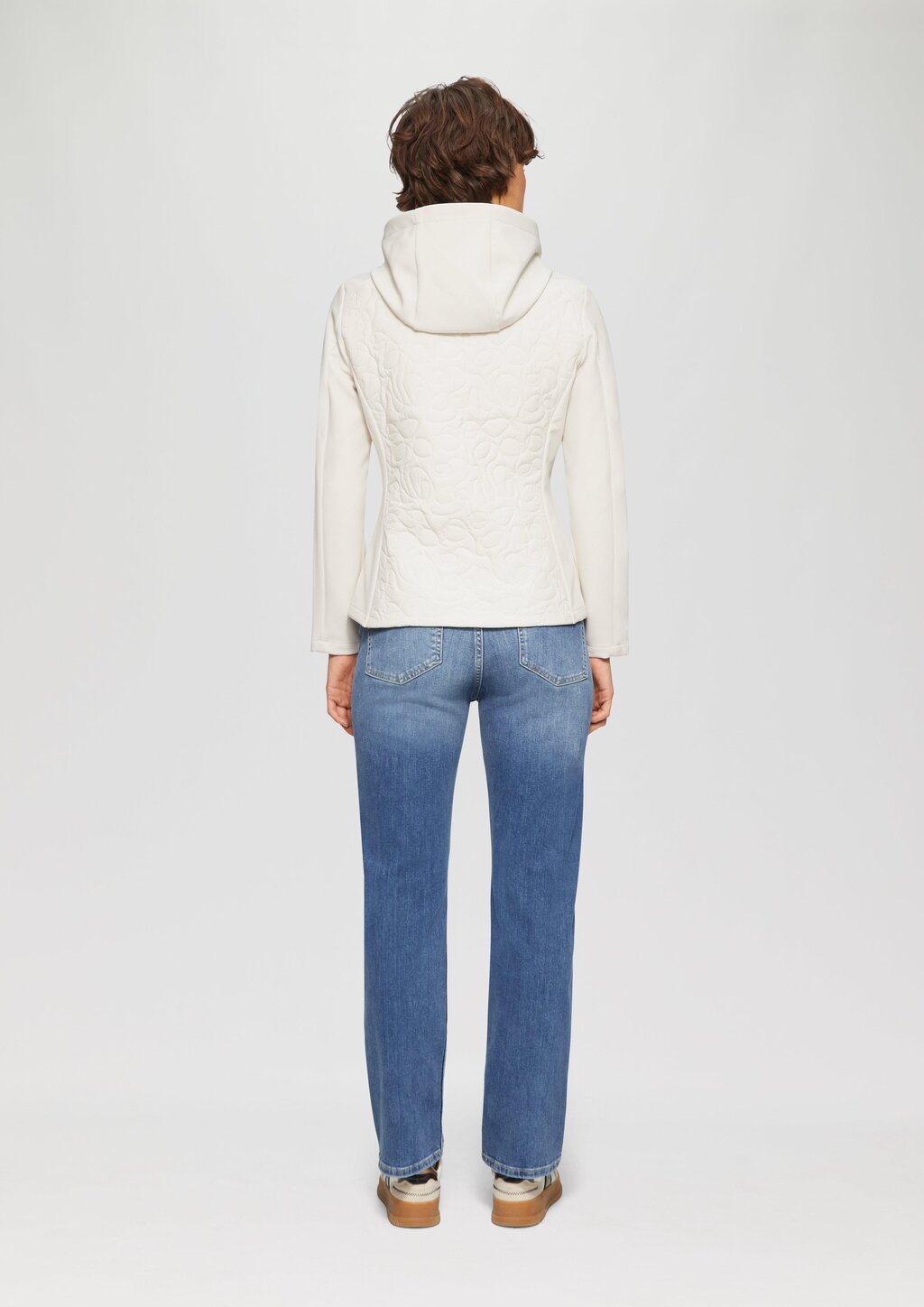 Materialmix-Jacke mit Steppmuster im Slim Fit