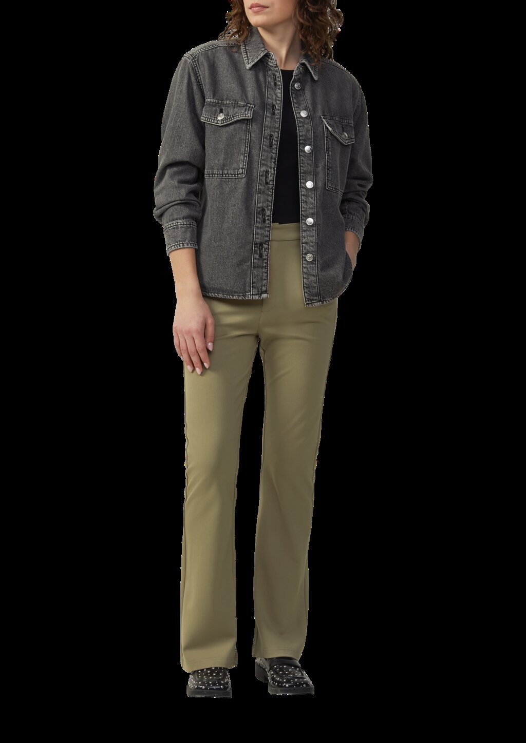 Elastische Hose aus Interlockjersey mit ausgestelltem Bein