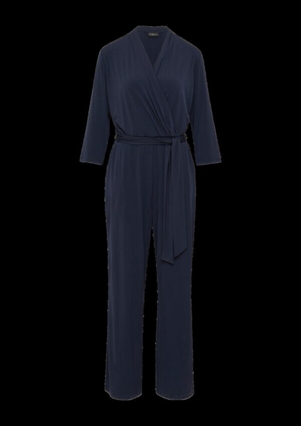Fließender Jumpsuit in Wickeloptik mit Bindegürtel