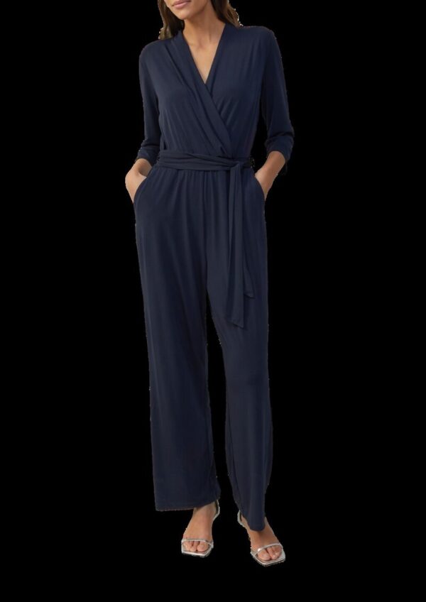 Fließender Jumpsuit in Wickeloptik mit Bindegürtel