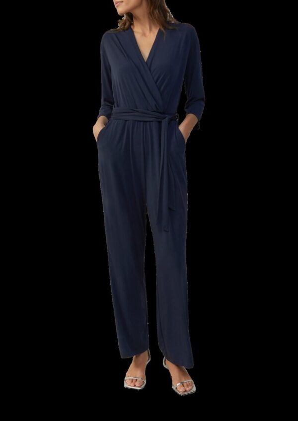 Fließender Jumpsuit in Wickeloptik mit Bindegürtel