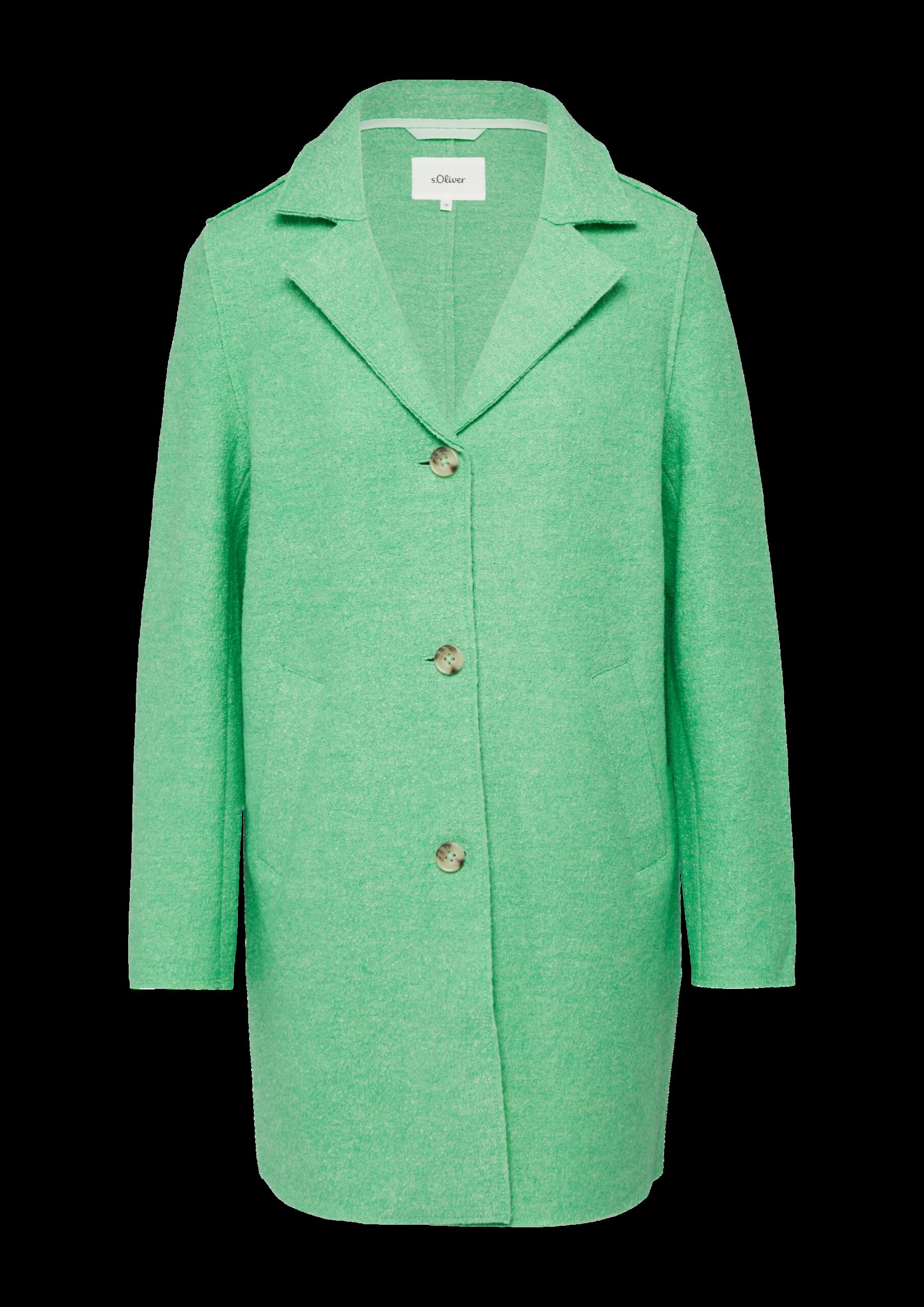 Ungefütterter Kurzmantel aus Wollmix mit offenen Kanten