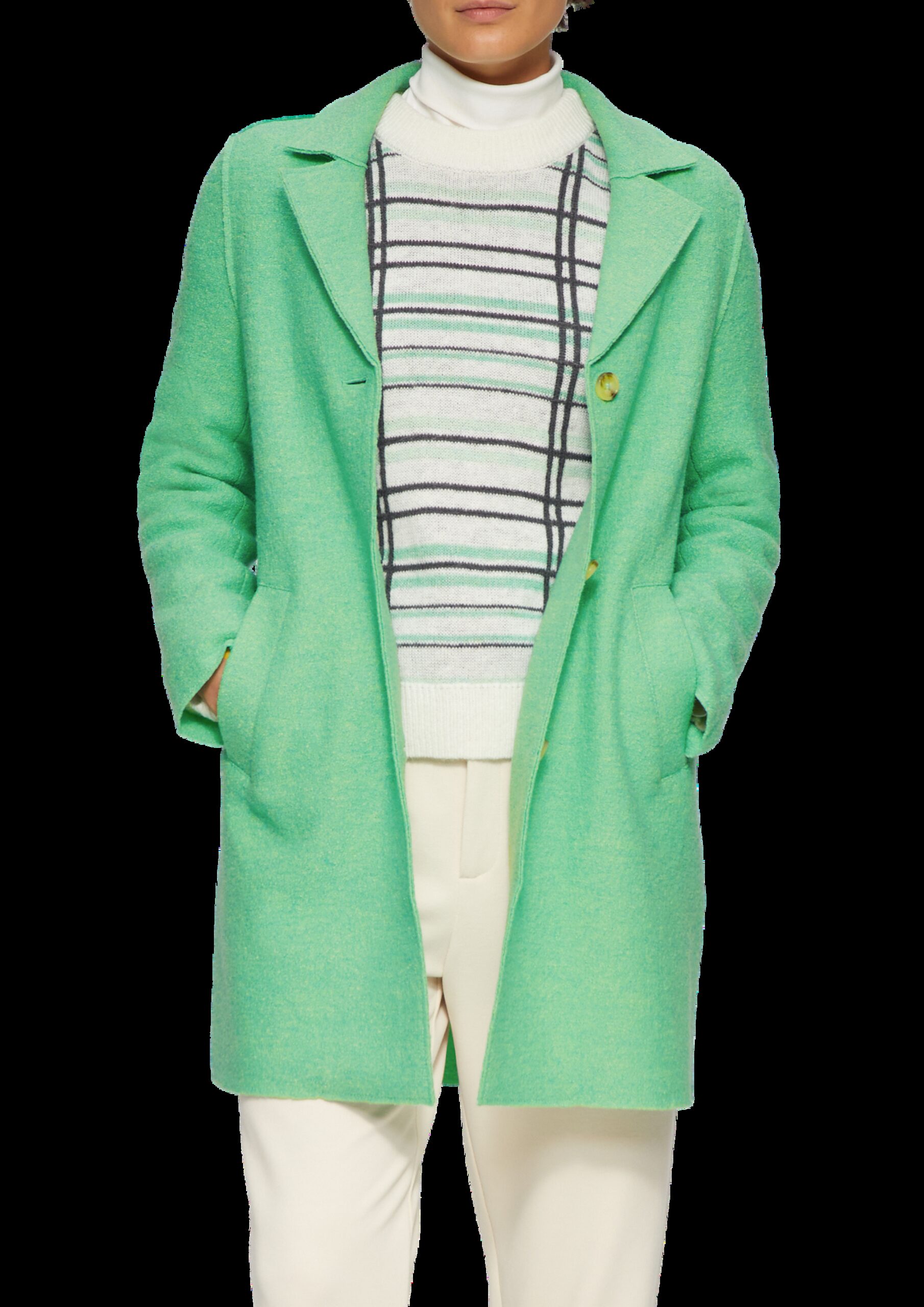 Ungefütterter Kurzmantel aus Wollmix mit offenen Kanten