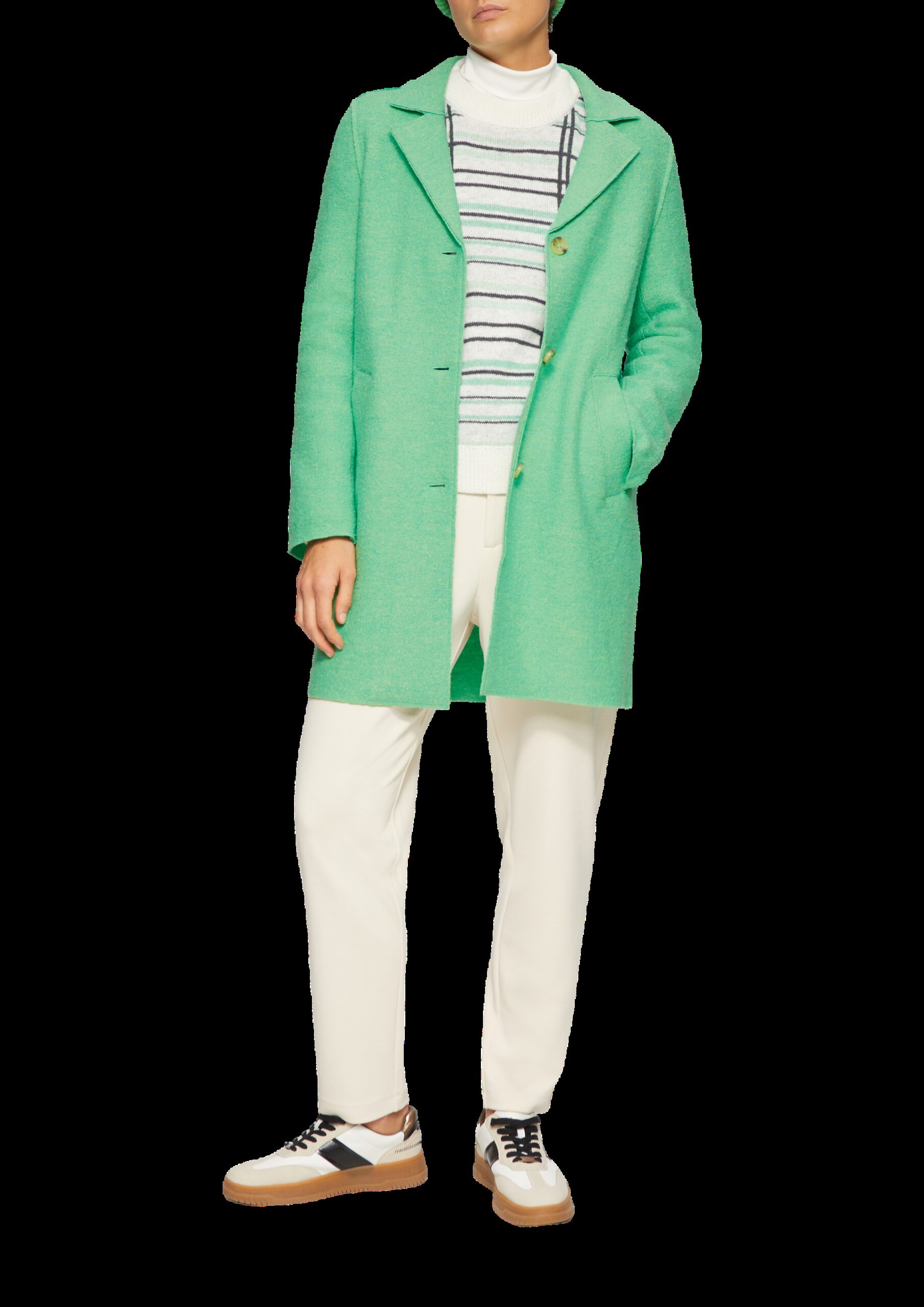 Ungefütterter Kurzmantel aus Wollmix mit offenen Kanten